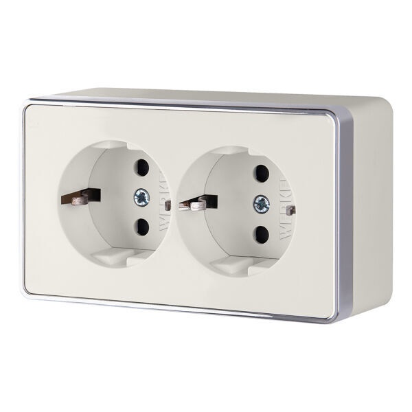 Розетка накладная двойная с заземлением Werkel Gallant слоновая кость (бежевый)