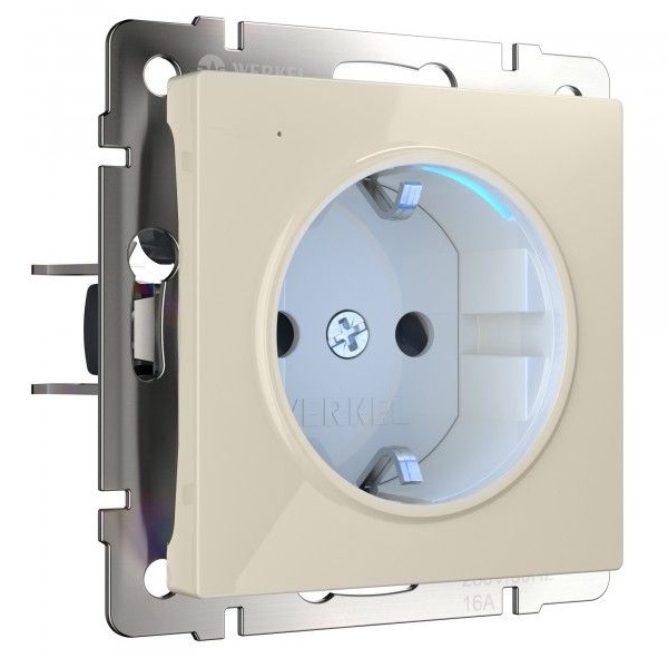 Розетка с подсветкой Werkel слоновая кость (бежевый)