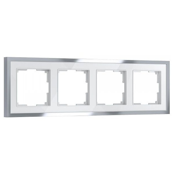 Рамка на 4 поста Werkel Baguette белый/серебро