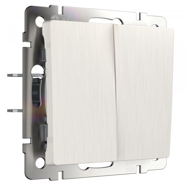 Выключатель двухклавишный Werkel перламутровый рифленый