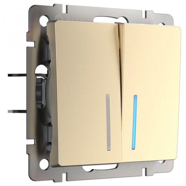 Выключатель двухклавишный с подсветкой Werkel шампань