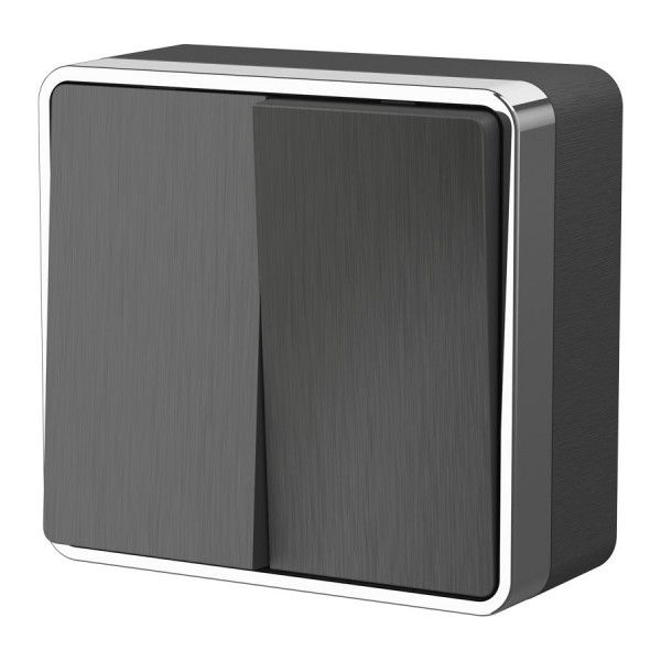 Выключатель накладной двухклавишный Werkel Gallant графит рифленый