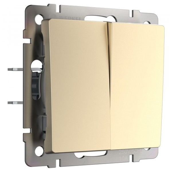 Выключатель двухклавишный проходной Werkel шампань