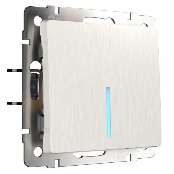 Выключатель одноклавишный проходной с подсветкой Werkel перламутровый рифленый