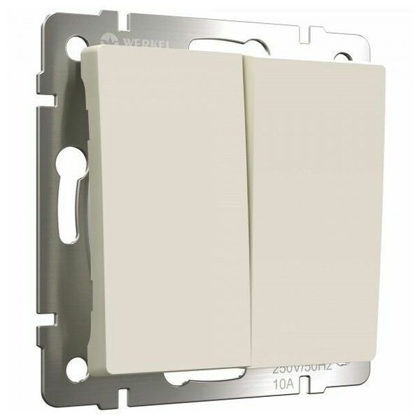 Выключатель двухклавишный проходной Werkel айвори матовый