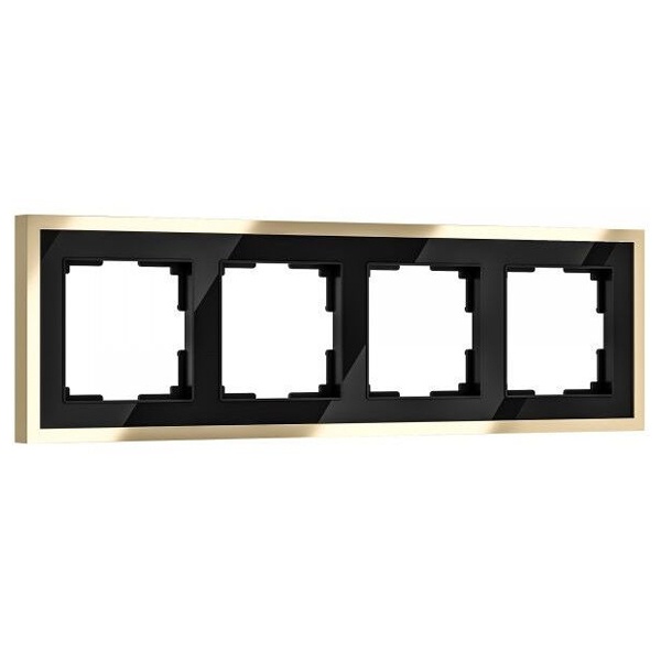 Рамка на 4 поста Werkel Baguette черный/латунь