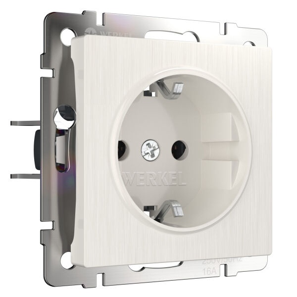 Розетка с заземлением Werkel перламутровый рифленый