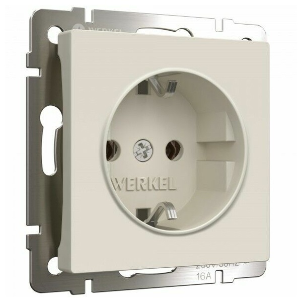 Розетка с заземлением Werkel айвори матовый