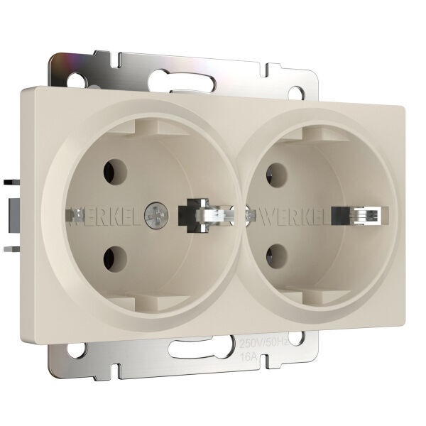 Розетка двойная с заземлением Werkel айвори матовый