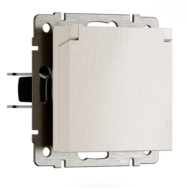 Розетка влагозащищенная с заземлением с крышкой и шторками IP44 New Werkel перламутровый рифленый