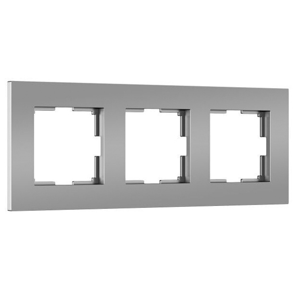 Рамка на 3 поста Werkel Slab серебро софт