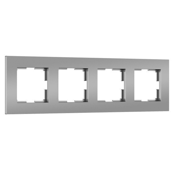 Рамка на 4 поста Werkel Slab серебро софт