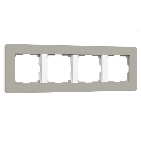 Рамка на 4 поста Werkel Split дымчатый/белый soft-touch