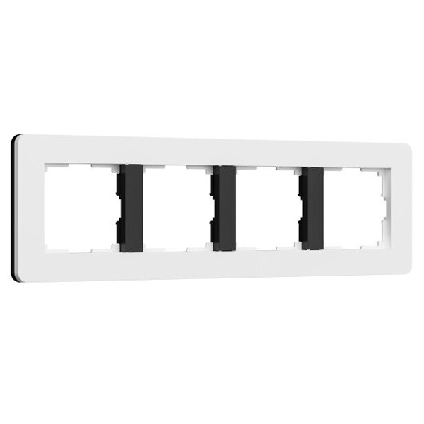 Рамка на 4 поста Werkel Split белый/черный soft-touch