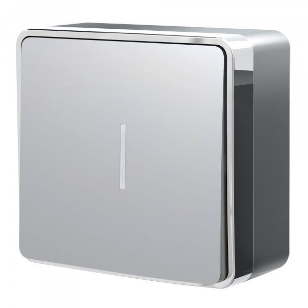 Выключатель накладной одноклавишный с подсветкой Werkel Gallant серебряный