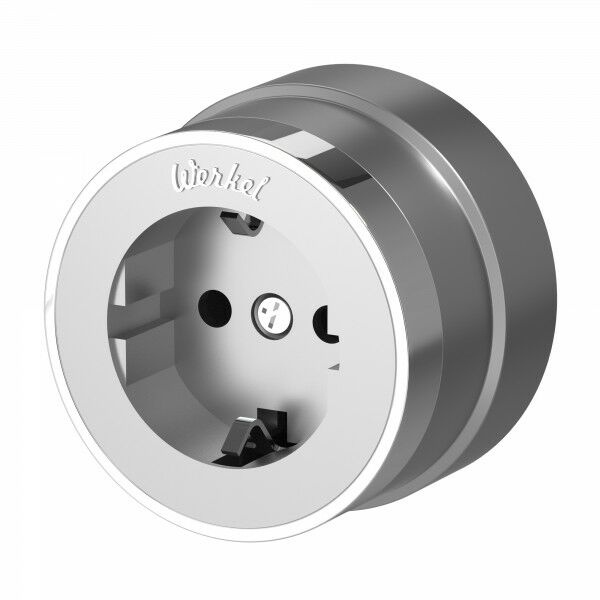 Накладная розетка с заземлением Werkel Vintage серебро матовый/хром