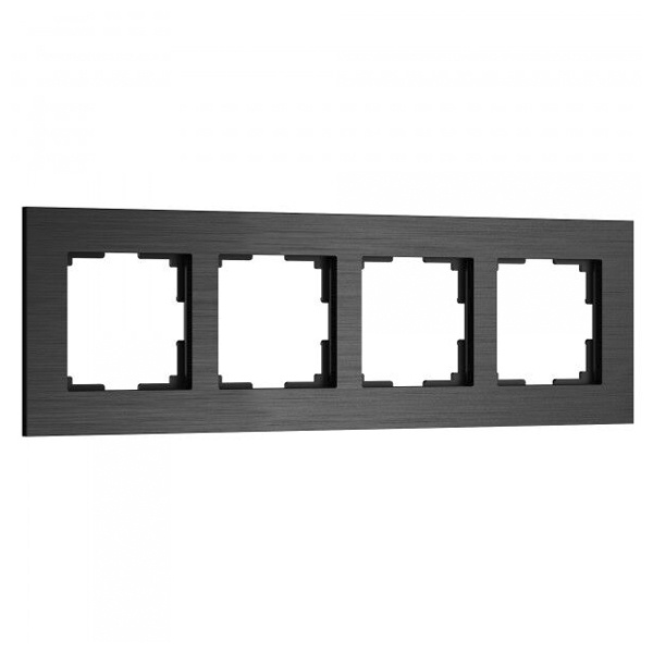 Рамка на 4 поста  Werkel AluMax черный алюминий