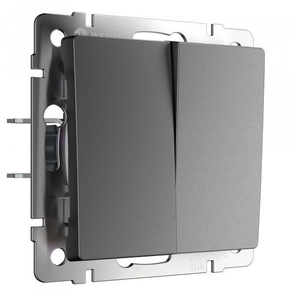 Выключатель двухклавишный проходной Werkel графит матовый