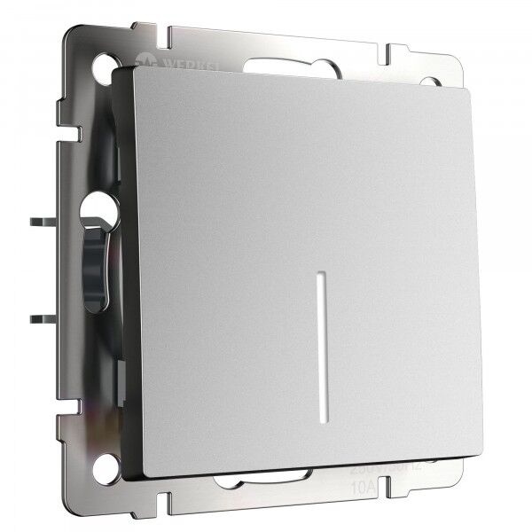 Выключатель одноклавишный с подсветкой Werkel серебряный матовый