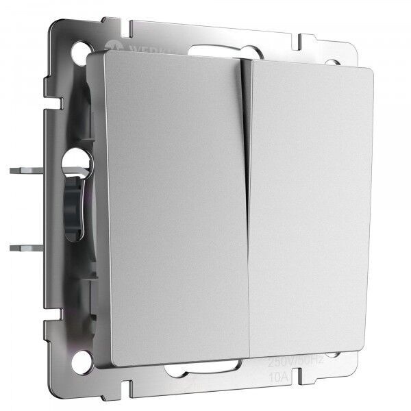 Выключатель двухклавишный Werkel серебряный матовый