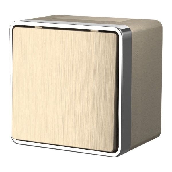 Выключатель накладной одноклавишный влагозащищенный Werkel Gallant шампань рифленый