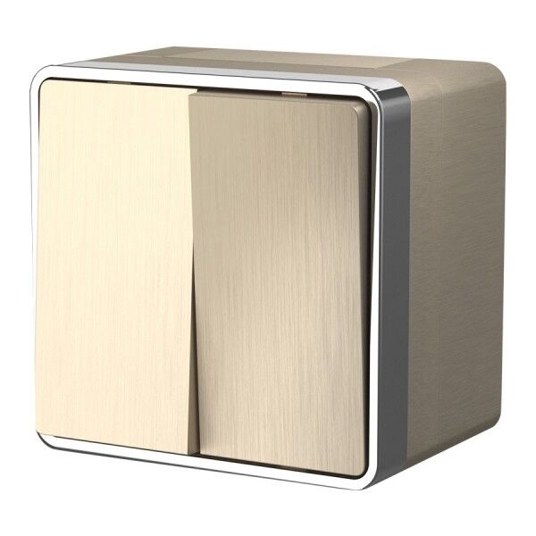 Выключатель накладной двухклавишный Werkel Gallant шампань рифленый