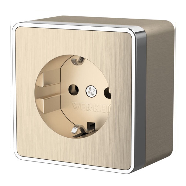 Розетка накладная с заземлением Werkel Gallant шампань рифленый