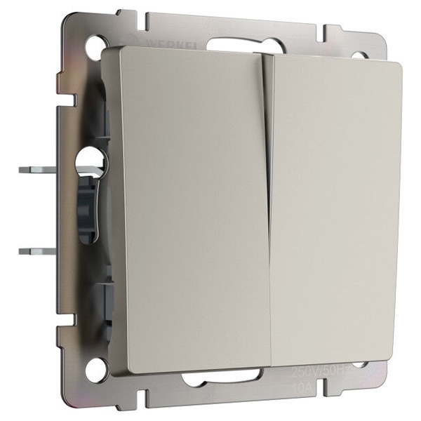 Перекрестный выключатель двухклавишный Werkel дымчатый