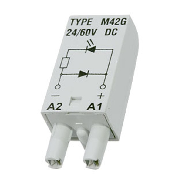 Защитный модуль Relpol M42G 24/60В DC в GZM2/3/4/80/92, GZT2/3/4/80/92 индикатор LED.