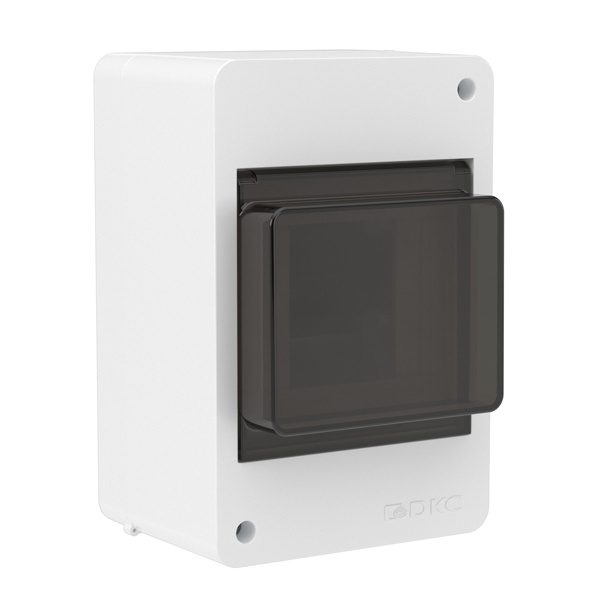 Щиток настенный DKC FRAME 4 модуля с тонированной дверцей IP40 белый