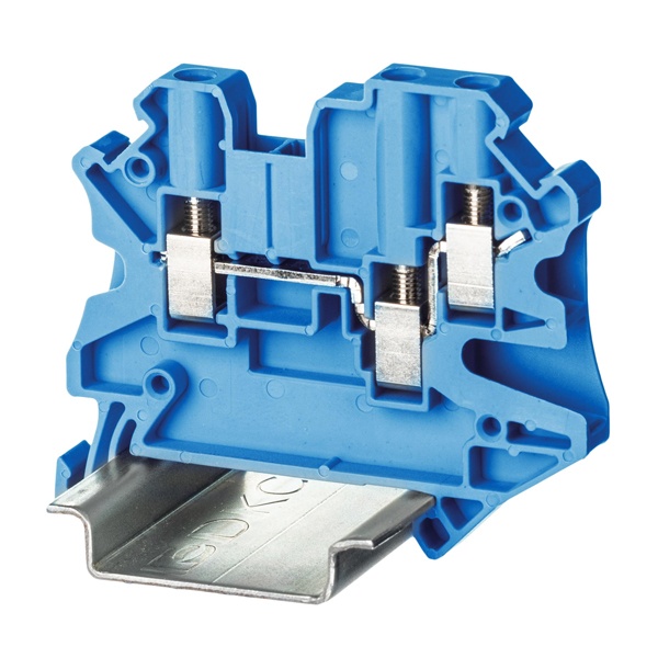 Клемма проходная DKC Nuputuk 4 кв.мм винтовой зажим 3 точки подключения синяя