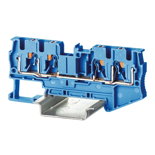 Клемма проходная DKC Nuputuk 4 кв.мм зажим push-in 4 точки подключения синяя