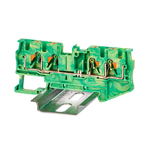 Клемма заземления DKC Nuputuk 4 кв.мм зажим push-in 4 точки подключения желто-зеленая