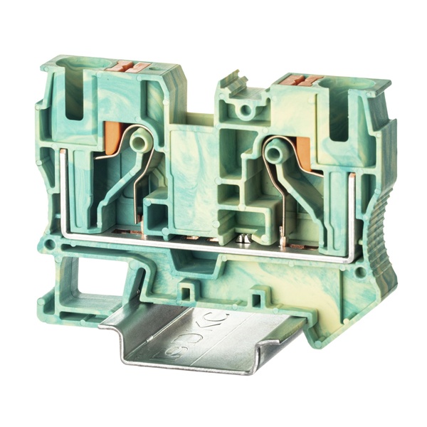 Клемма заземления DKC Nuputuk 6 кв.мм зажим push-in 2 точки подключения желто-зеленая