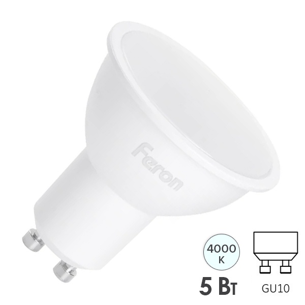 Лампа светодиодная Feron LB-24 MR16 5W 4000K 220V GU10 420Lm холодный свет