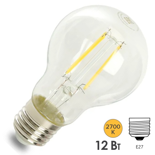Лампа светодиодная филаментная Feron PRO LB-1112 A60 12W 2700K 175-265V E27 1920Lm теплый свет