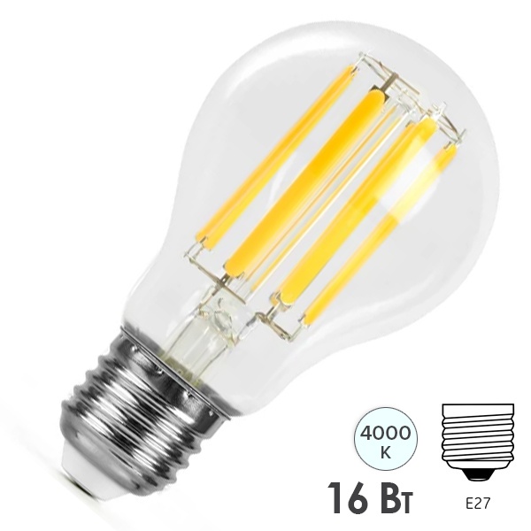 Лампа светодиодная филаментная Feron PRO LB-1116 A60 16W 4000K 175-265V E27 2580Lm холодный свет