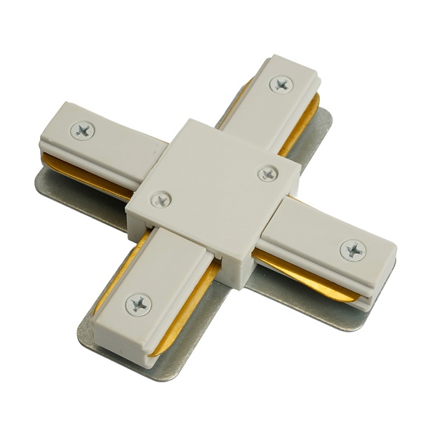 Коннектор Feron LD1018 Х-образный для шинопровода, белый, для CAB1007