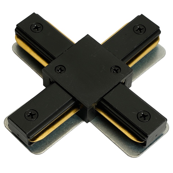 Коннектор Feron LD1018 Х-образный для шинопровода, черный, для CAB1007