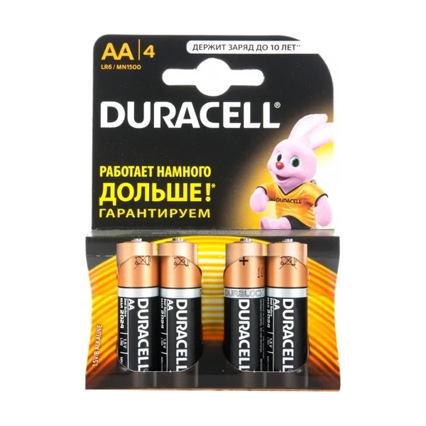 Батарейка Duracell AA LR6 Basic MN1500 1,5V алкалиновая (упаковка 4 шт) 5000394106291