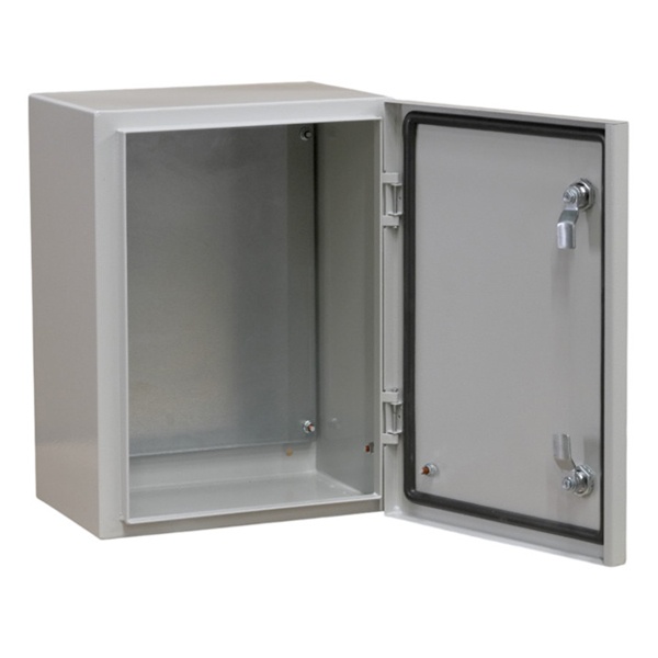 Корпус металлический навесной с монтажной панелью DEKraft ЩРНМ 2.0 400х300х200 IP55 RAL7035