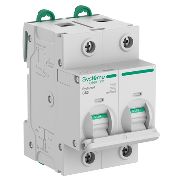 Автоматический выключатель SE Systeme9 С63А 2П 10кА 3м (автомат электрический)