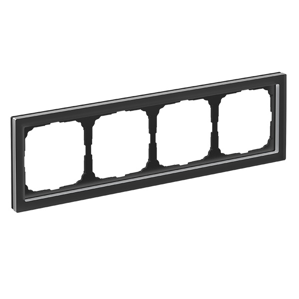 Рамка Systeme Electric ArtGallery Pure 4 поста матовое органическое стекло, черный