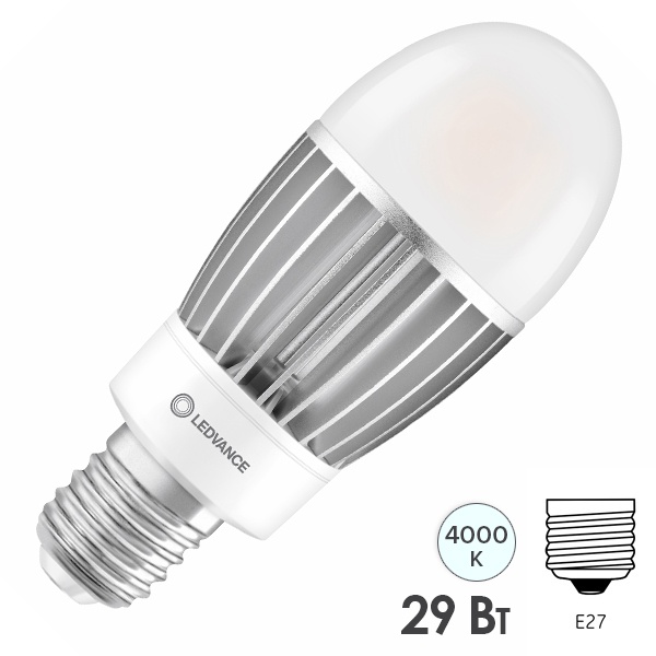 Лампа светодиодная Osram HQL LED 29W/840 4000K 230V E27 4000Lm d76x172mm (замена ДРЛ/МГЛ 80W)