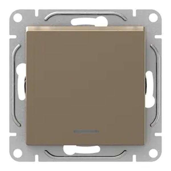 Механизм выключателя 1-клавишного EKF с подсветкой 10А Эпика шампань