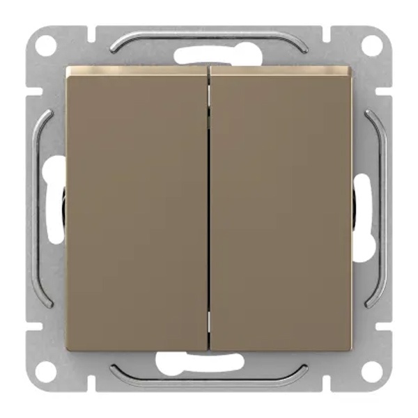 Механизм выключателя 2-клавишного EKF 10А Эпика шампань