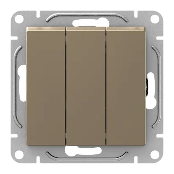 Механизм выключателя 3-клавишного EKF 10А Эпика шампань