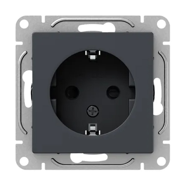 Механизм розетки EKF 2P+E 16А с защитными шторками Эпика графит