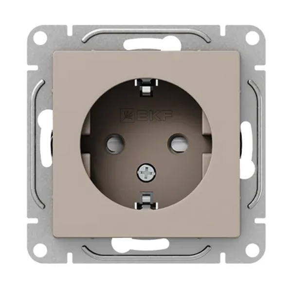 Механизм розетки EKF 2P+E 16А с защитными шторками Эпика кремовый