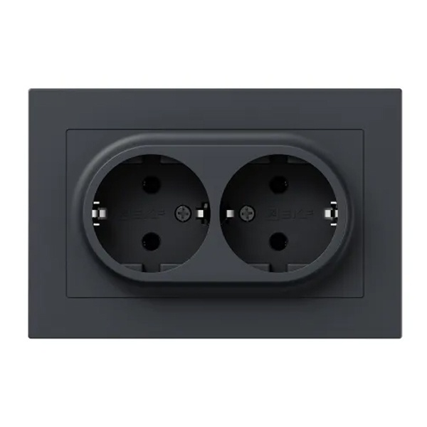 Двойная розетка EKF 2х2P+E 16А с рамкой Эпика графит